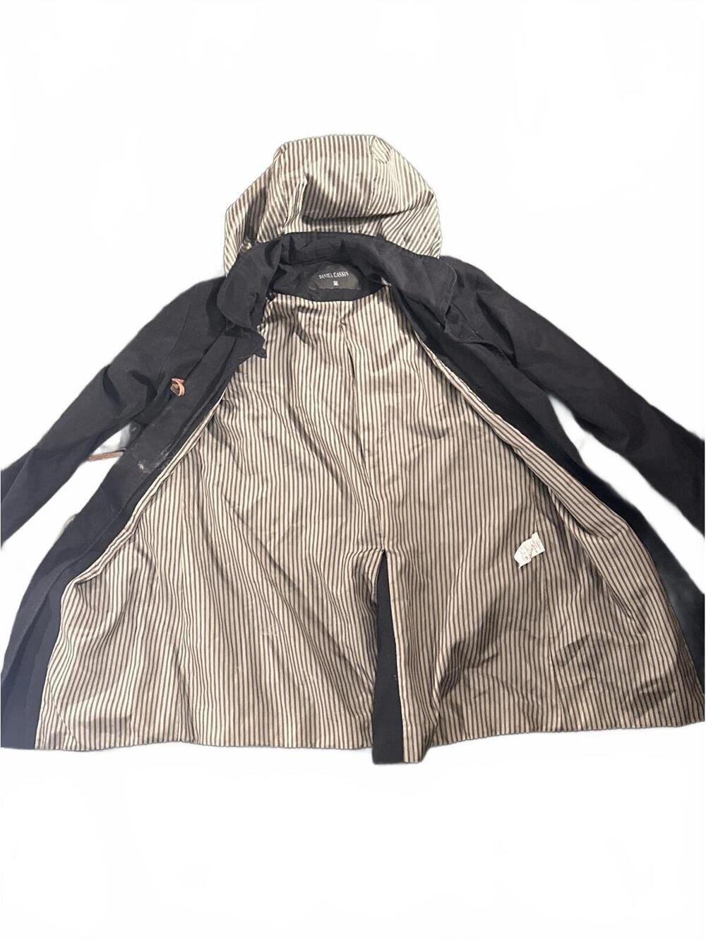 Daniel Cassin Black Polyester Windbreaker Hoodie